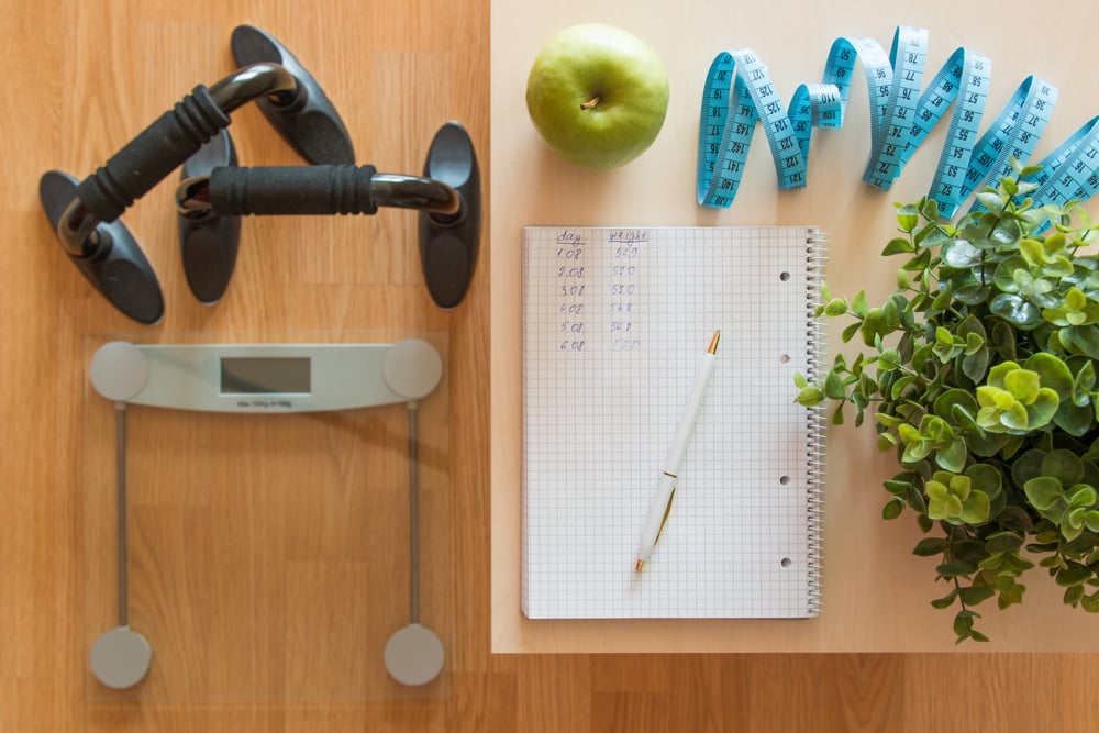 Fitness and Weight Loss Equipment Flatlay